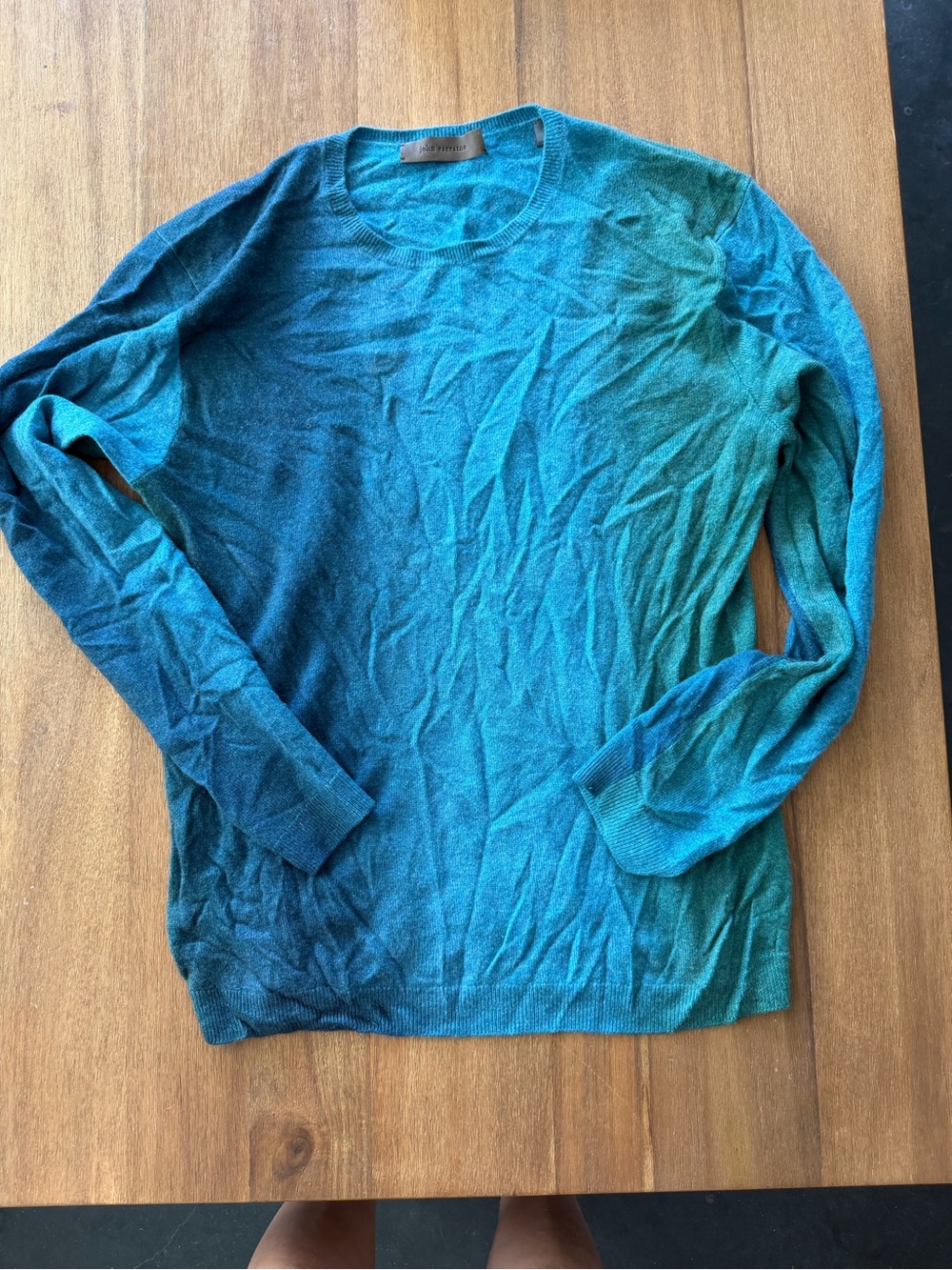 John Varvatos Teal Crewneck Sweater cashmere
